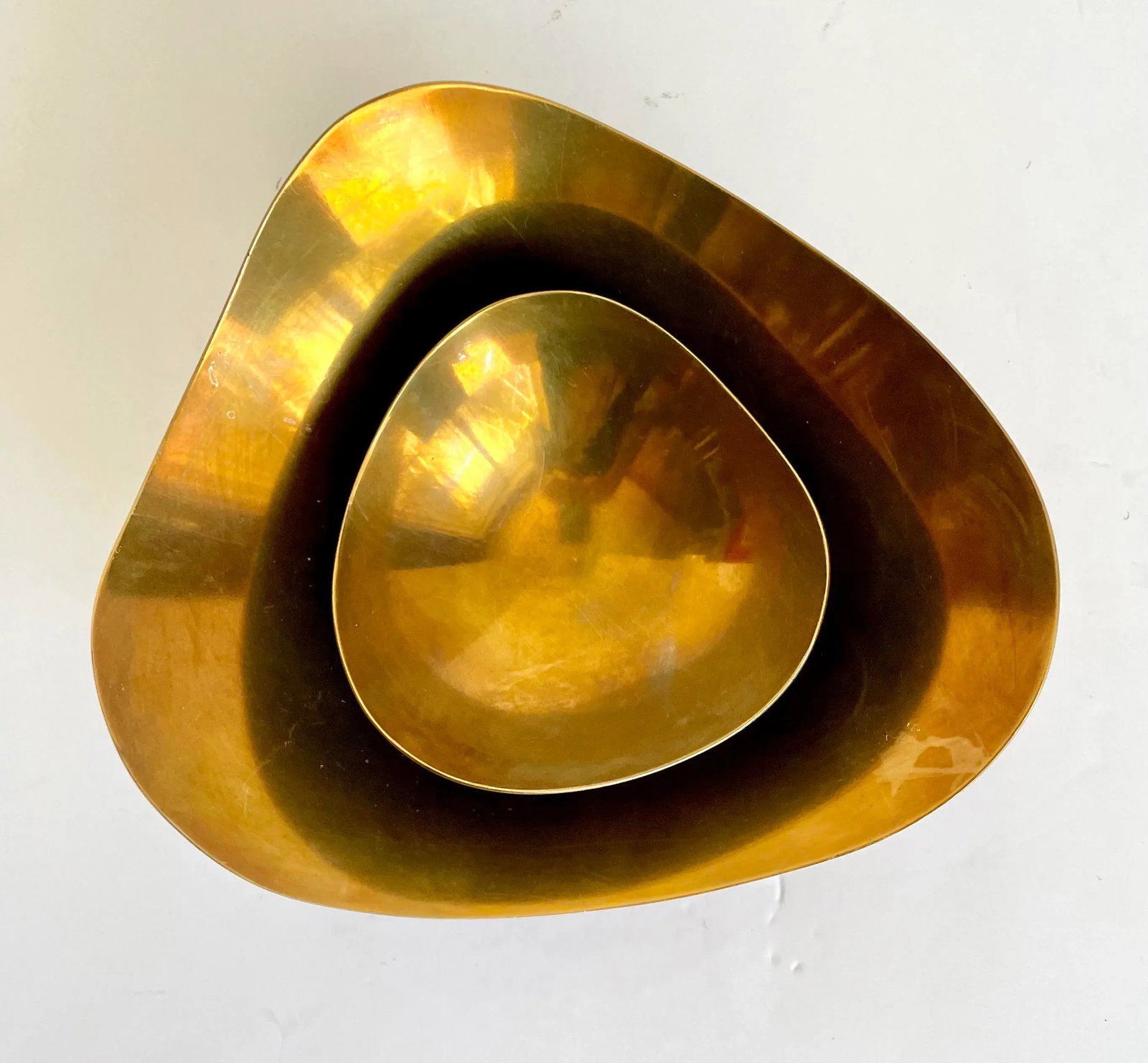 1960s Pair of Raymor Organically Shaped Brass Finger Trinket Bowls - 11