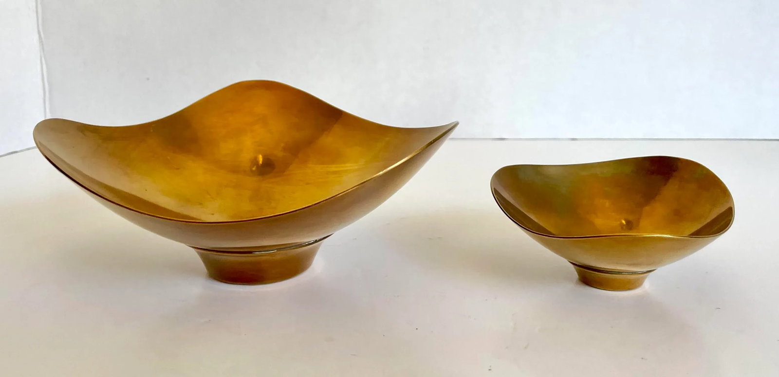 1960s Pair of Raymor Organically Shaped Brass Finger Trinket Bowls - 12
