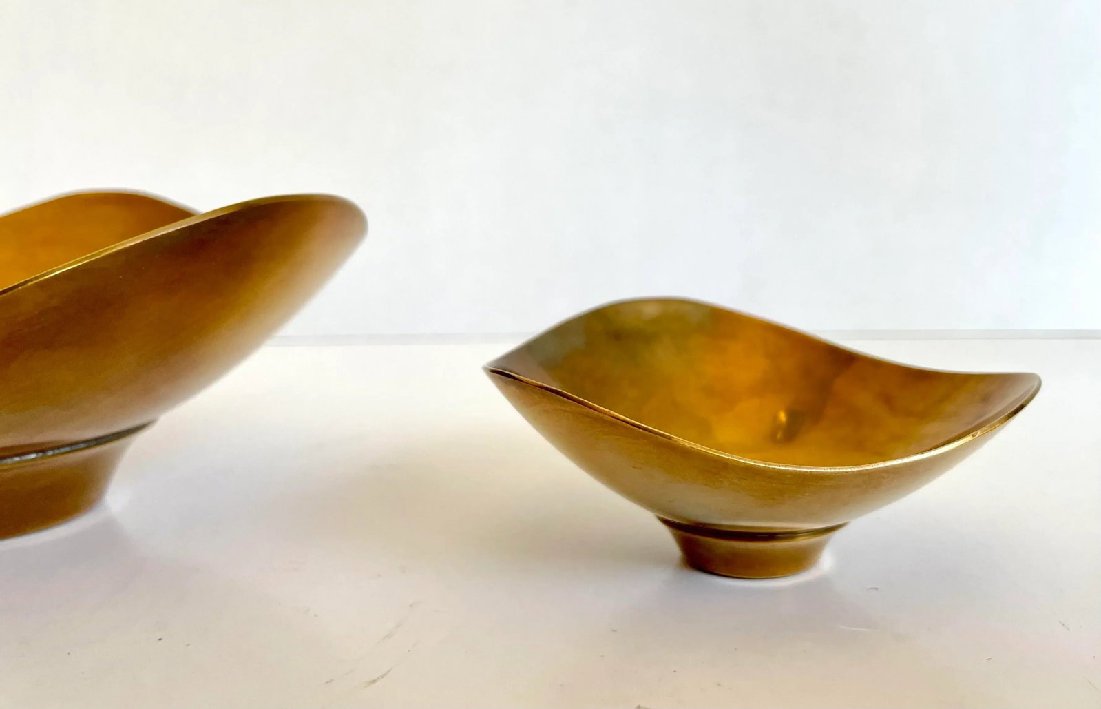 1960s Pair of Raymor Organically Shaped Brass Finger Trinket Bowls - 7