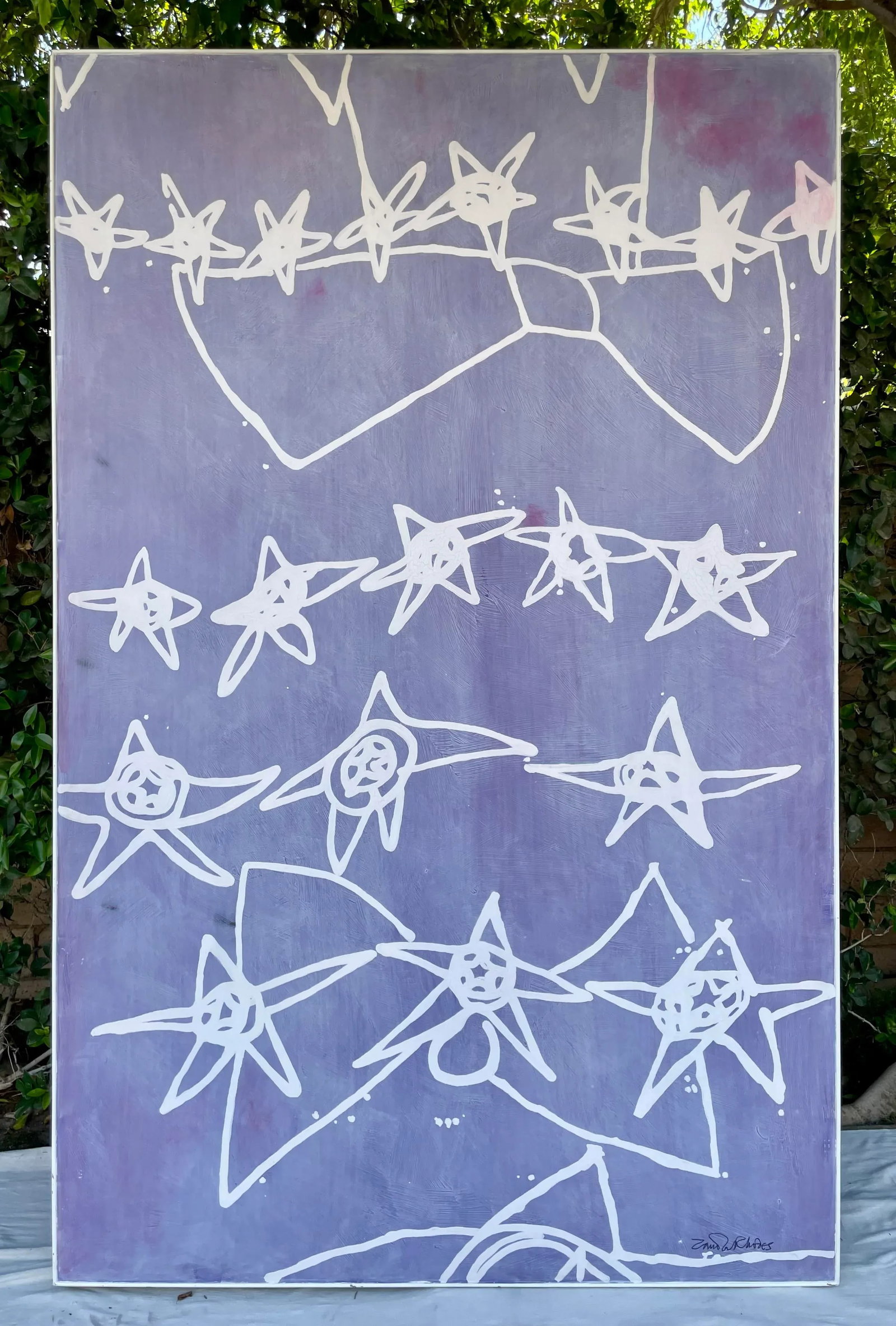 Late 20th Century Original XL Purple Star Painting on Board Signed by Zandra Rhodes - 13