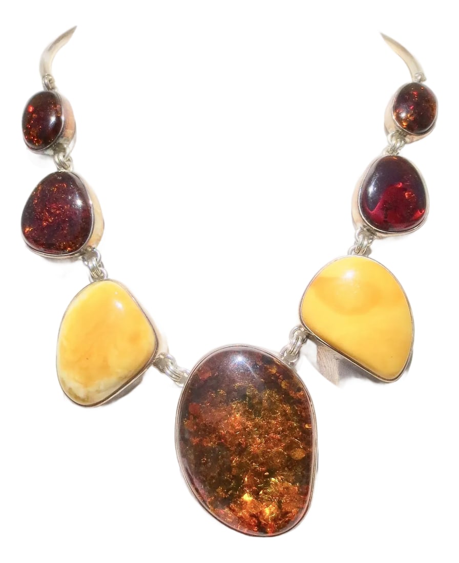 Scandinavian Modern Amber and Silver Necklace (1 of 8)