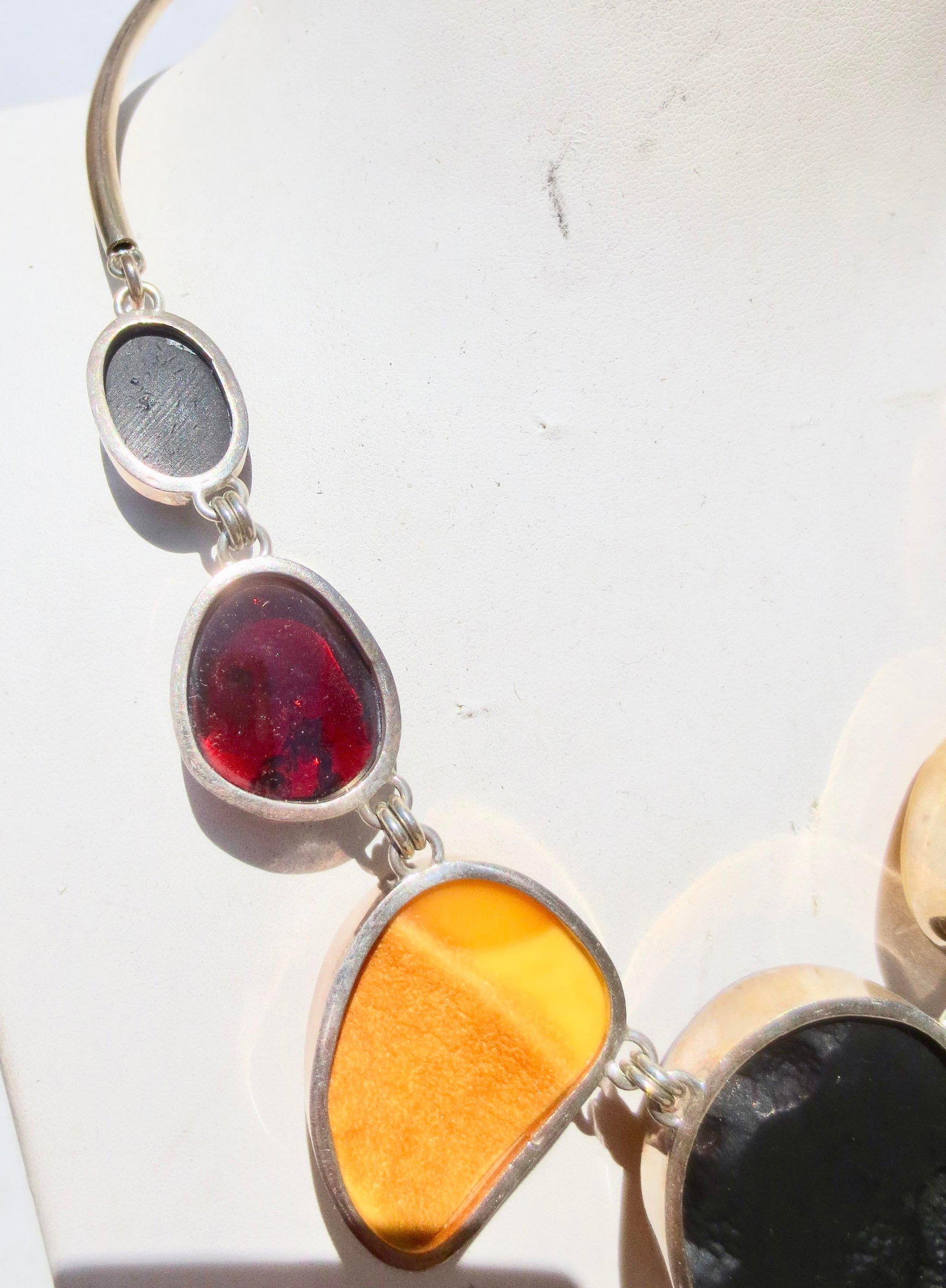 Scandinavian Modern Amber and Silver Necklace - 3