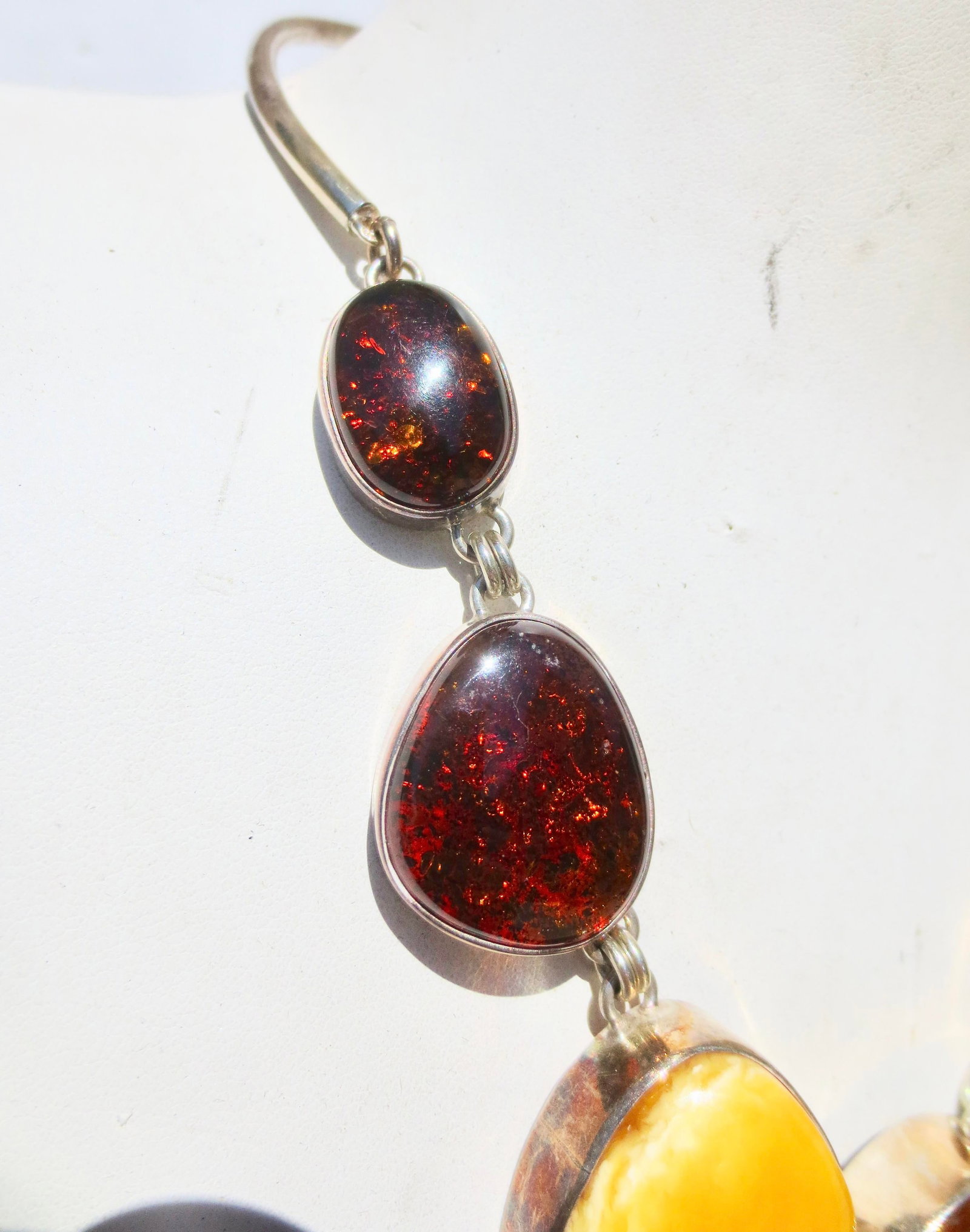Scandinavian Modern Amber and Silver Necklace - 4