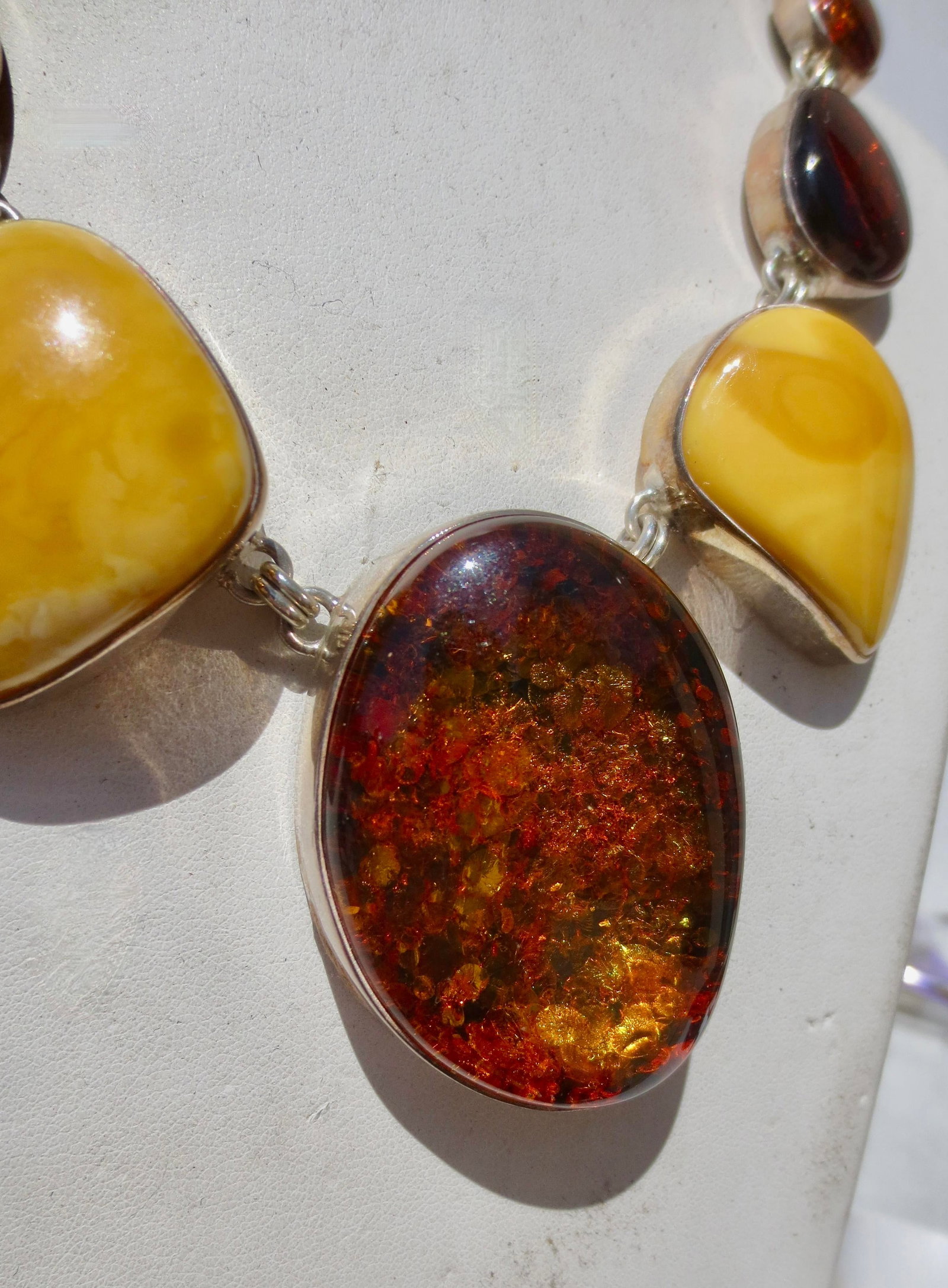 Scandinavian Modern Amber and Silver Necklace - 7