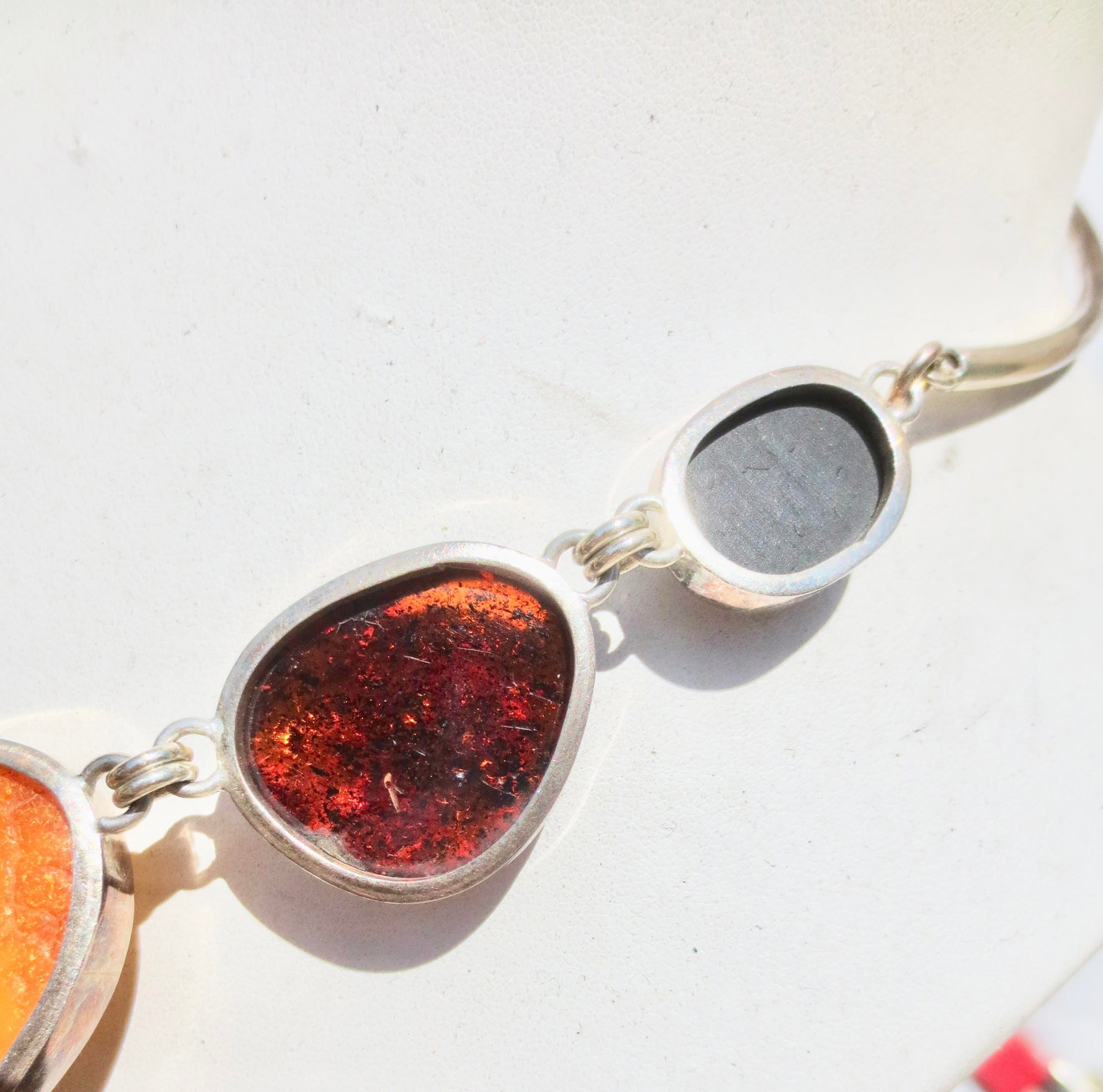 Scandinavian Modern Amber and Silver Necklace - 8