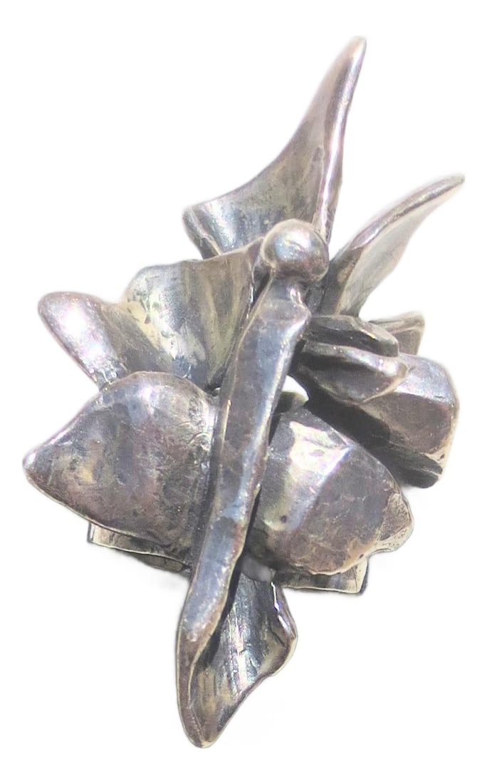 Modern Brutalist Ring by Rima Sterling: Rima sterling ring, A brutalist figure design. Floral design. Signed to the inside of the band Rima. Sterling size 7 and the weight is 16 Dwt. INV K -22 Condition: Alterations: Original Condition Unal
