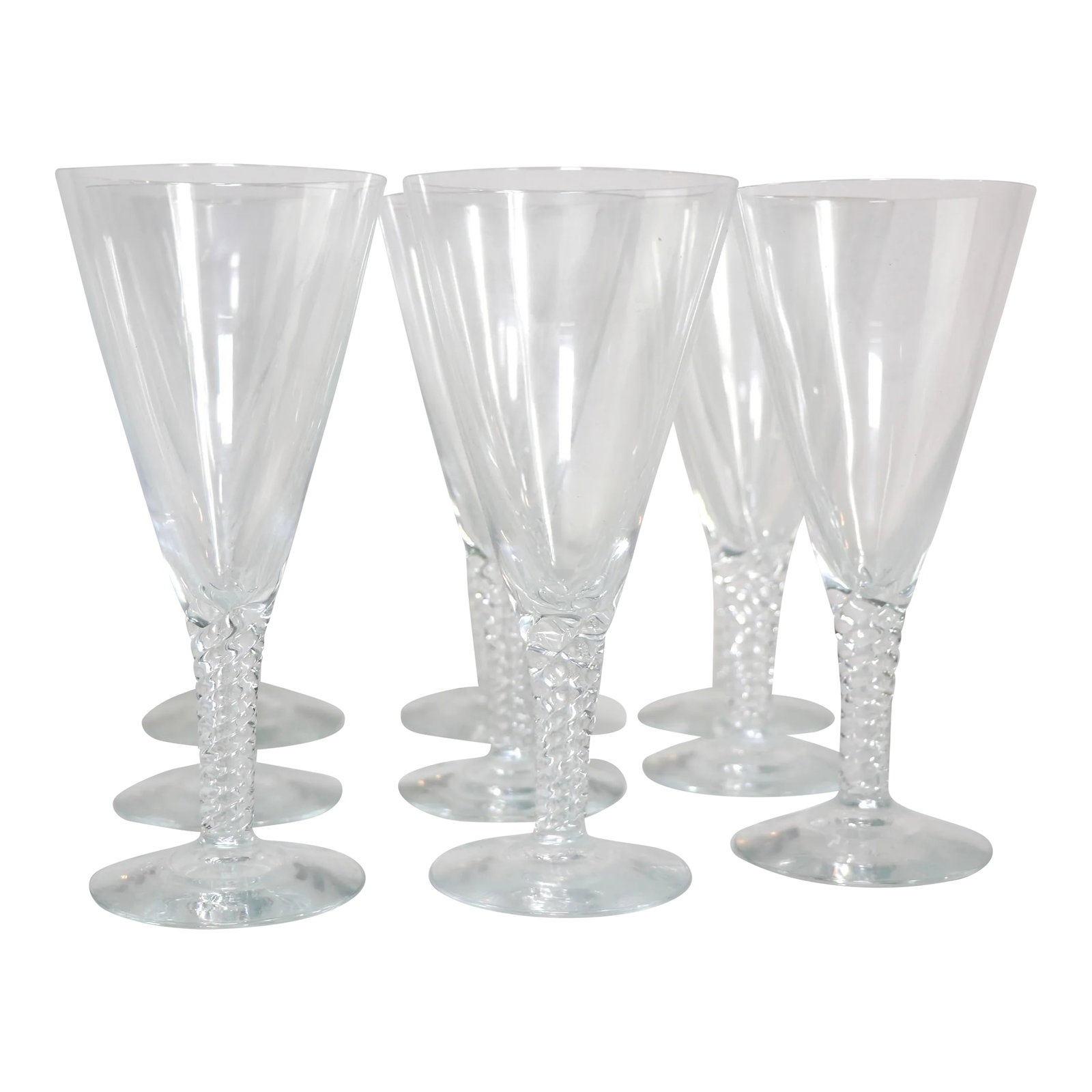 1960s Holmegaard Twist Pattern Stemware Water Glasses- Set of 9 (1 of 8)