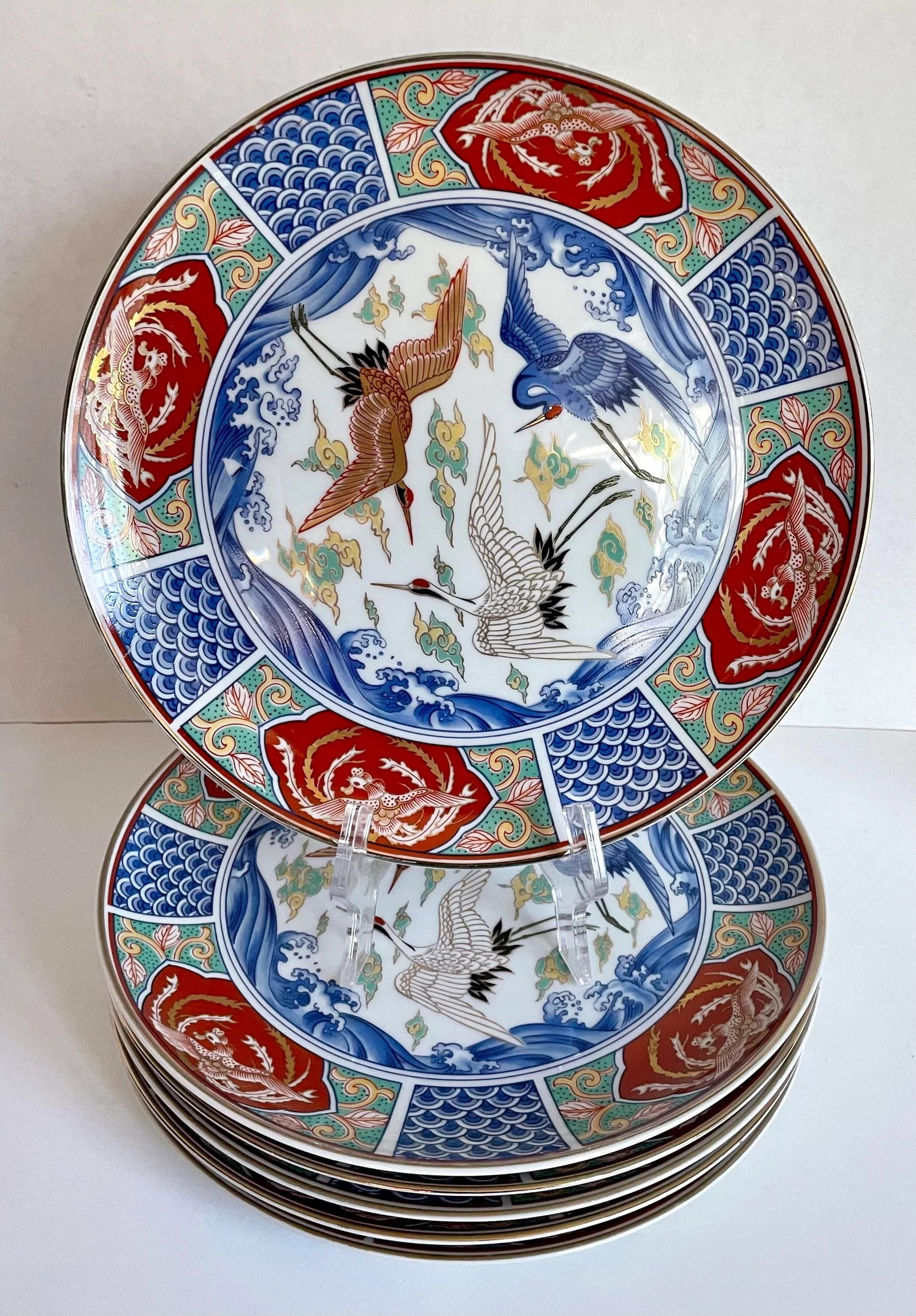 Japanese Imari Asian Crane Dinnerware and Serving Set - 19 Pieces - 4