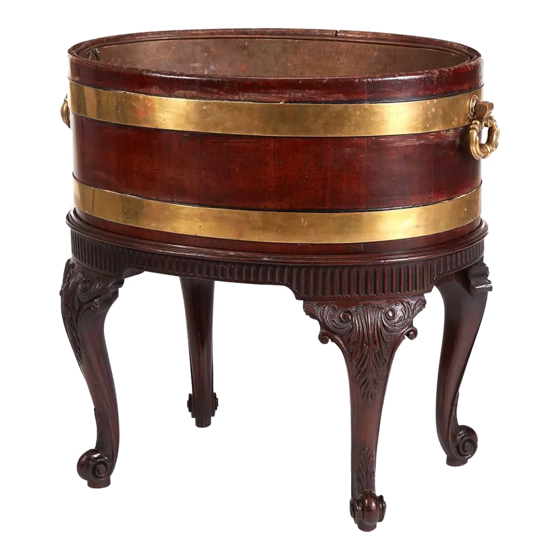 George III Brass Bound Mahogany Wine Cooler or Cellaret and Stand With Brass Liner (1 of 8)