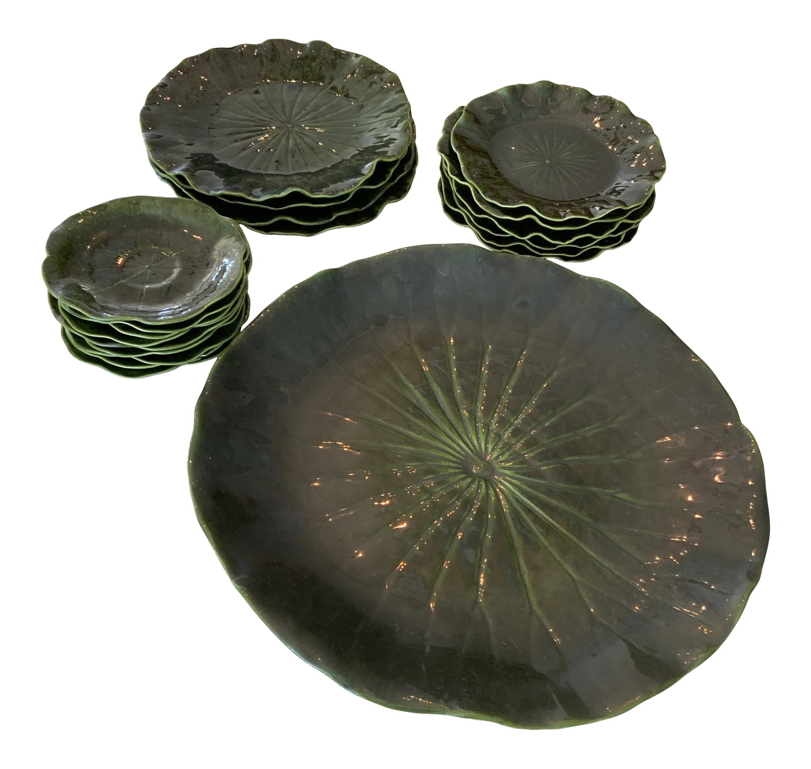 1970s Metlock Potteries "Lotus" by Poppytrail California Dark Green Tableware Set- 20 Pieces (1 of 9)
