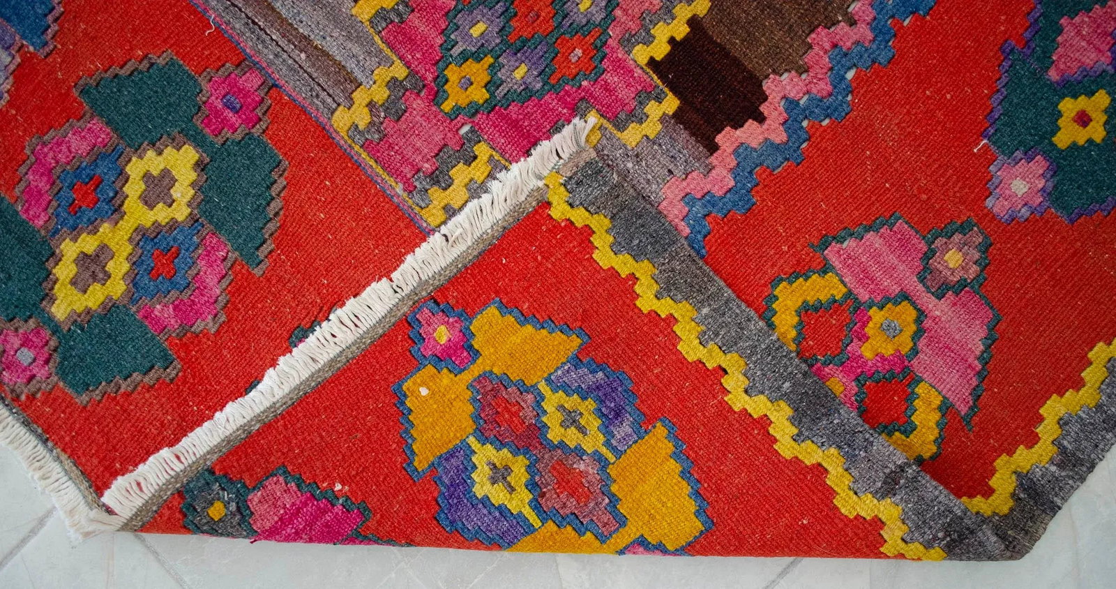1990s Vintage Handwoven Turkish Kilim Rug Large Living Room Decor - 6"²11"³ X 13"² - 11