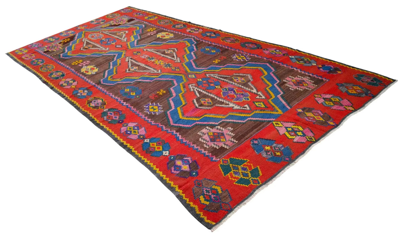 1990s Vintage Handwoven Turkish Kilim Rug Large Living Room Decor - 6"²11"³ X 13"² - 4