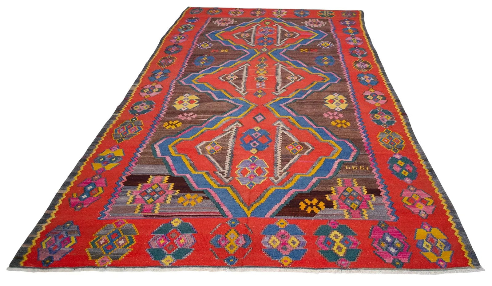 1990s Vintage Handwoven Turkish Kilim Rug Large Living Room Decor - 6"²11"³ X 13"² - 5