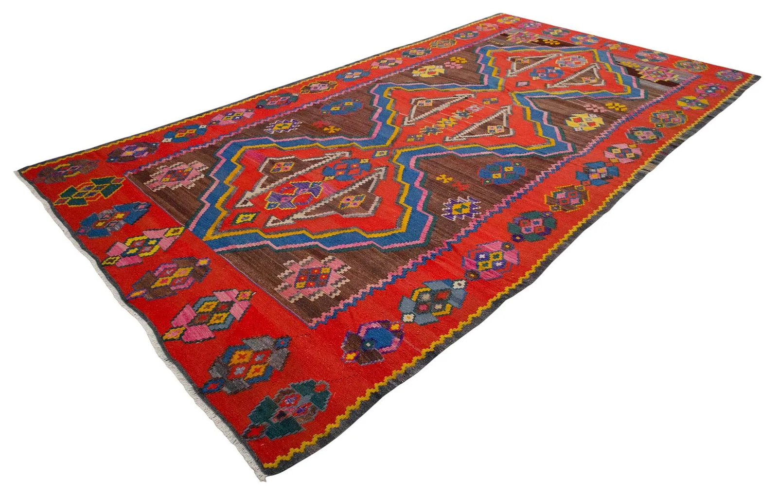1990s Vintage Handwoven Turkish Kilim Rug Large Living Room Decor - 6"²11"³ X 13"² - 6