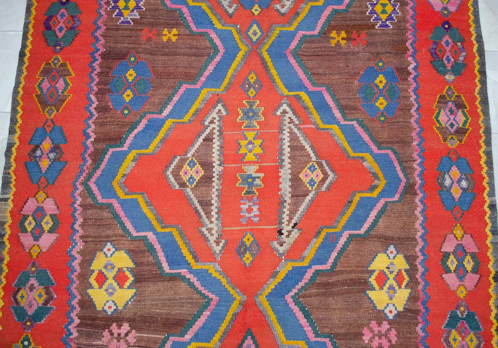 1990s Vintage Handwoven Turkish Kilim Rug Large Living Room Decor - 6"²11"³ X 13"² - 8