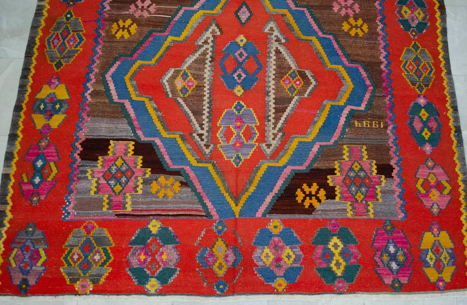 1990s Vintage Handwoven Turkish Kilim Rug Large Living Room Decor - 6"²11"³ X 13"² - 9