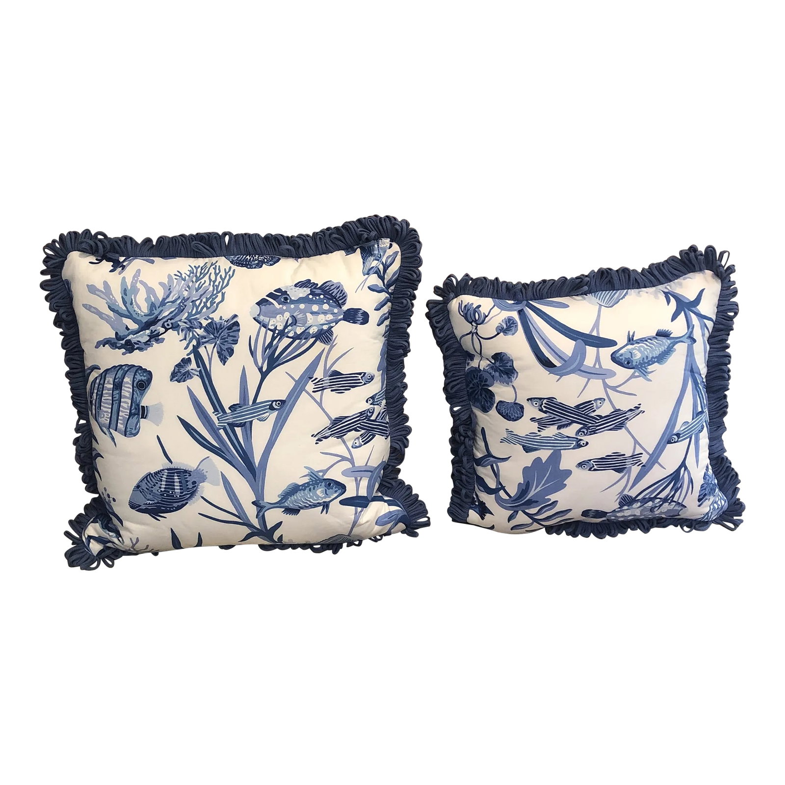 Contemporary Nautical Fish Print Hand Crafted Pillows - Set of 2 (1 of 10)