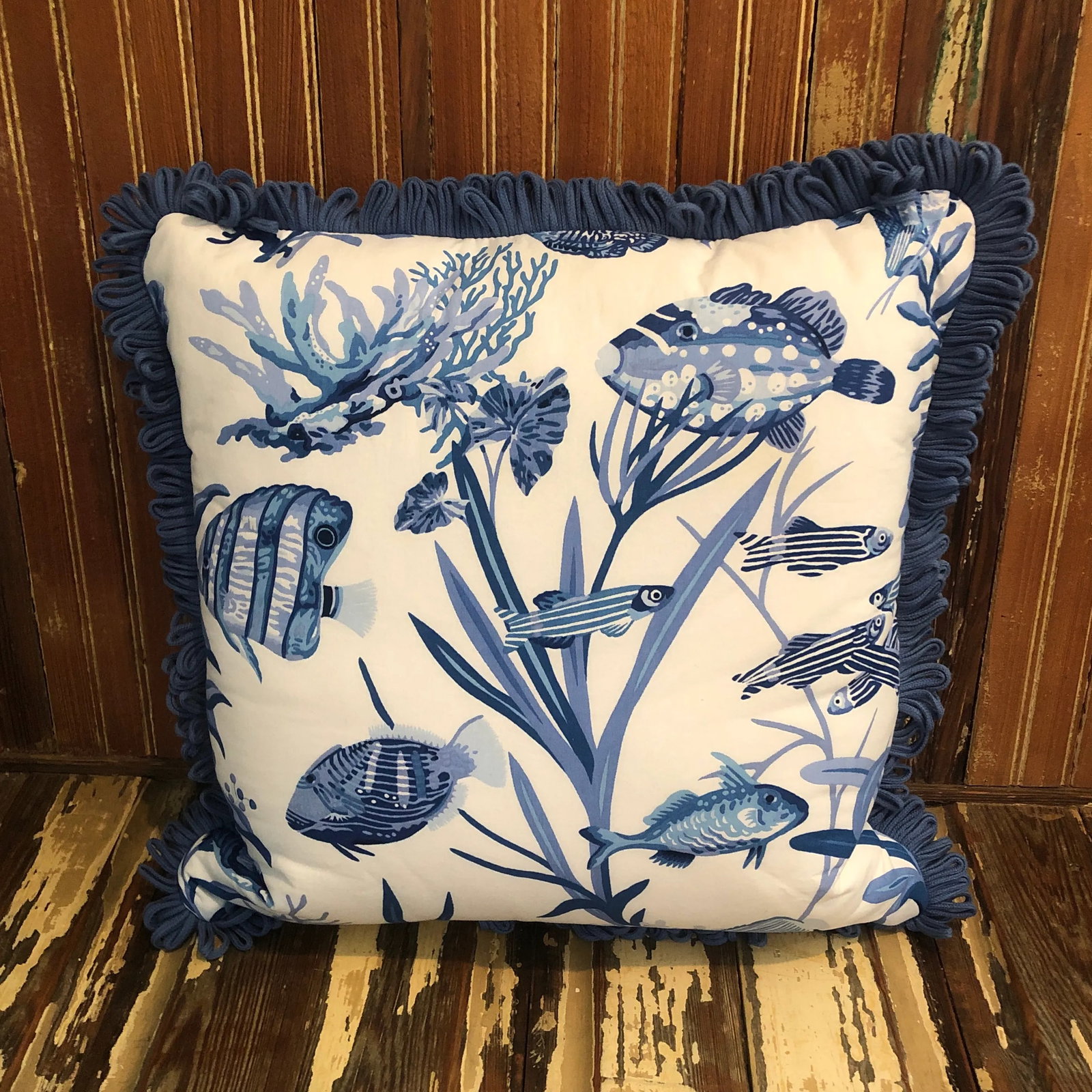 Contemporary Nautical Fish Print Hand Crafted Pillows - Set of 2 - 6