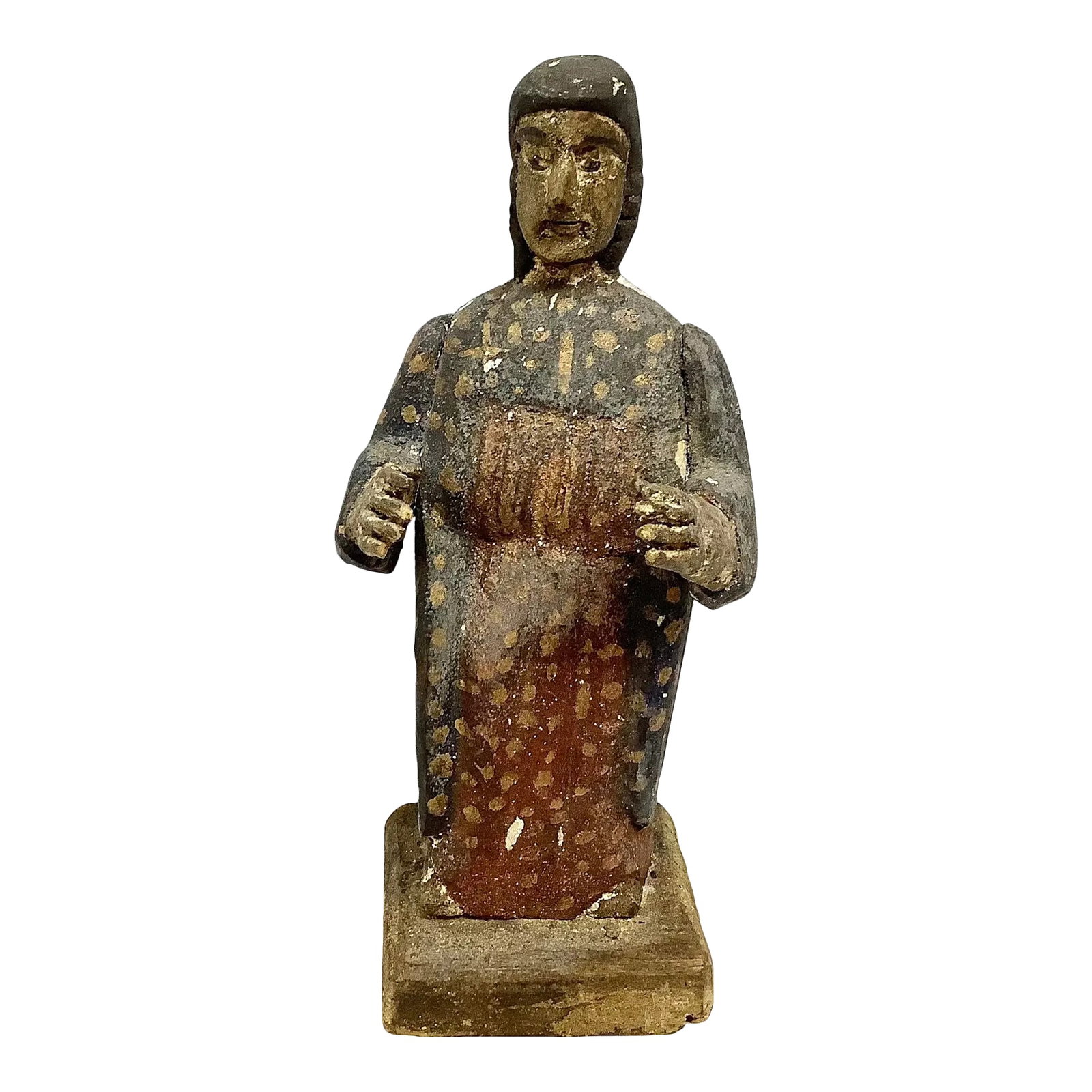 Antique Carved Wooden Spanish Colonial Santo: Unique hand carved antique Spanish Colonial Wooden Santo. 10.5Êº Height x 5" Wide x 3"Depth Condition: Alterations: Original Condition Unaltered Imperfections: Some Imperfections Condition N