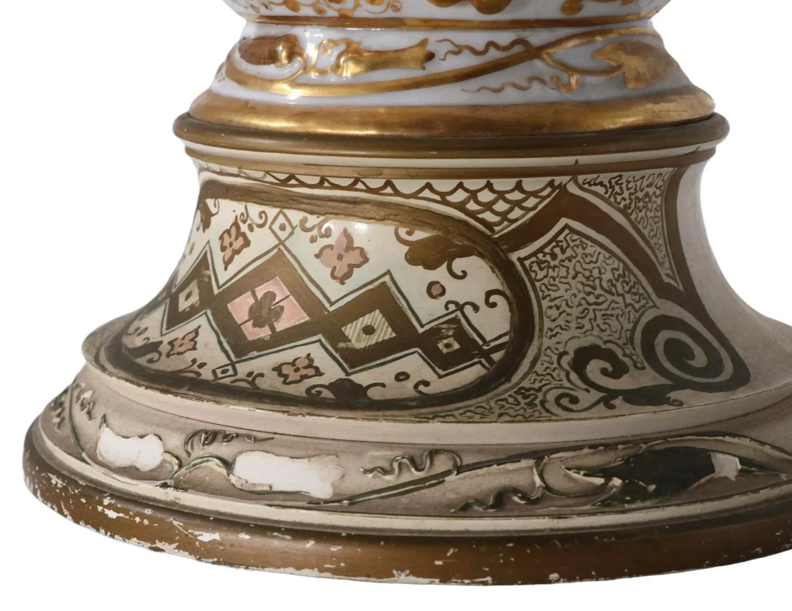 Old Paris Style Porcelain Gilt Figural Vase Table Lamp 20th C. - 10