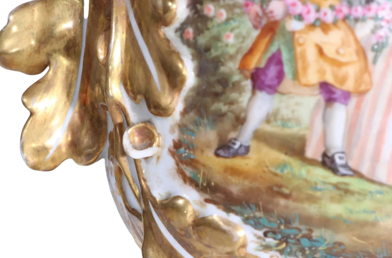 Old Paris Style Porcelain Gilt Figural Vase Table Lamp 20th C. - 11