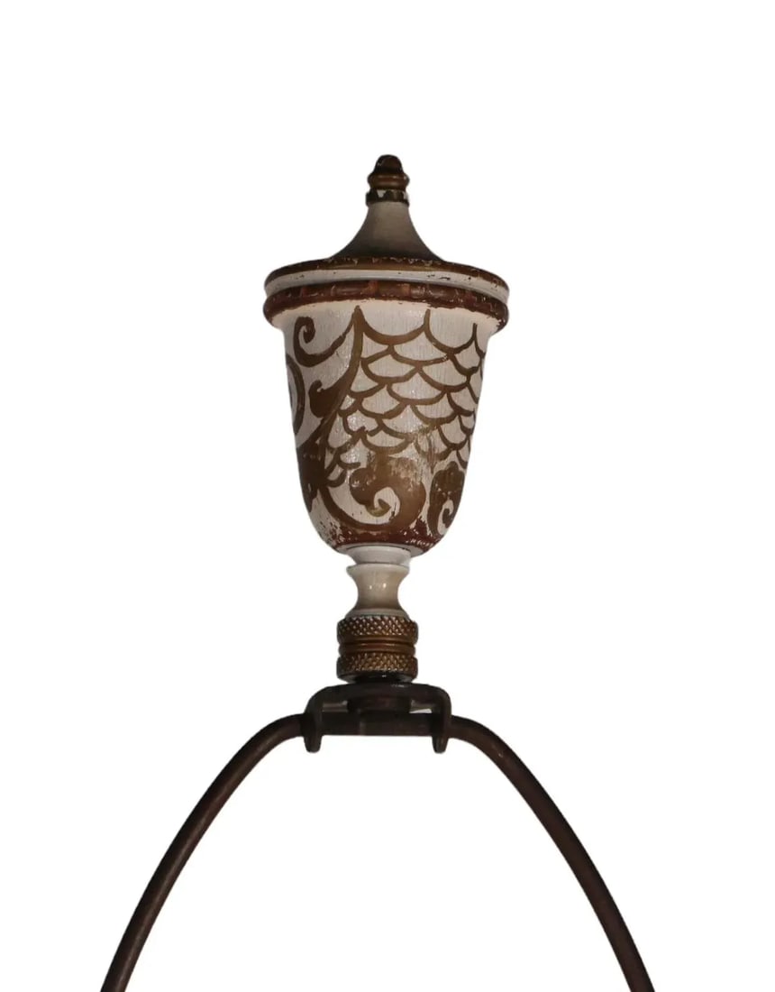 Old Paris Style Porcelain Gilt Figural Vase Table Lamp 20th C. - 8