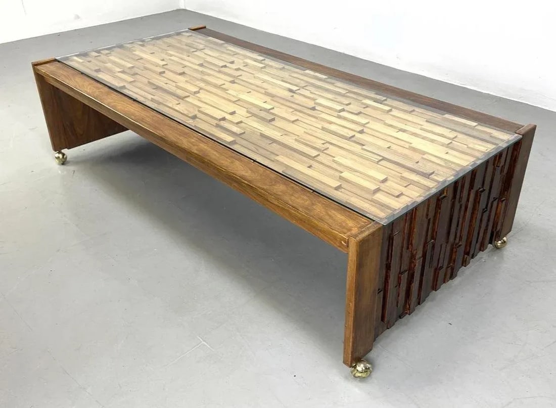 1960s Percival Lafer Sculptural Brazilian Brutalist Jacaranda Coffee Table - 13