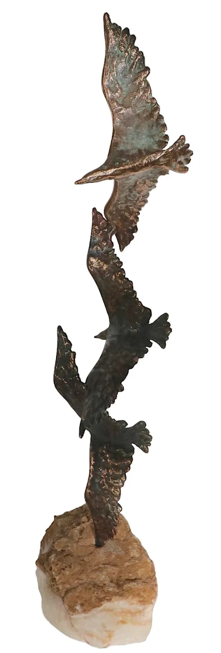 Bronze and Stone Three Birds in Flight Sculpture by Curtis Jere for Artisan House C. 1960's - 11