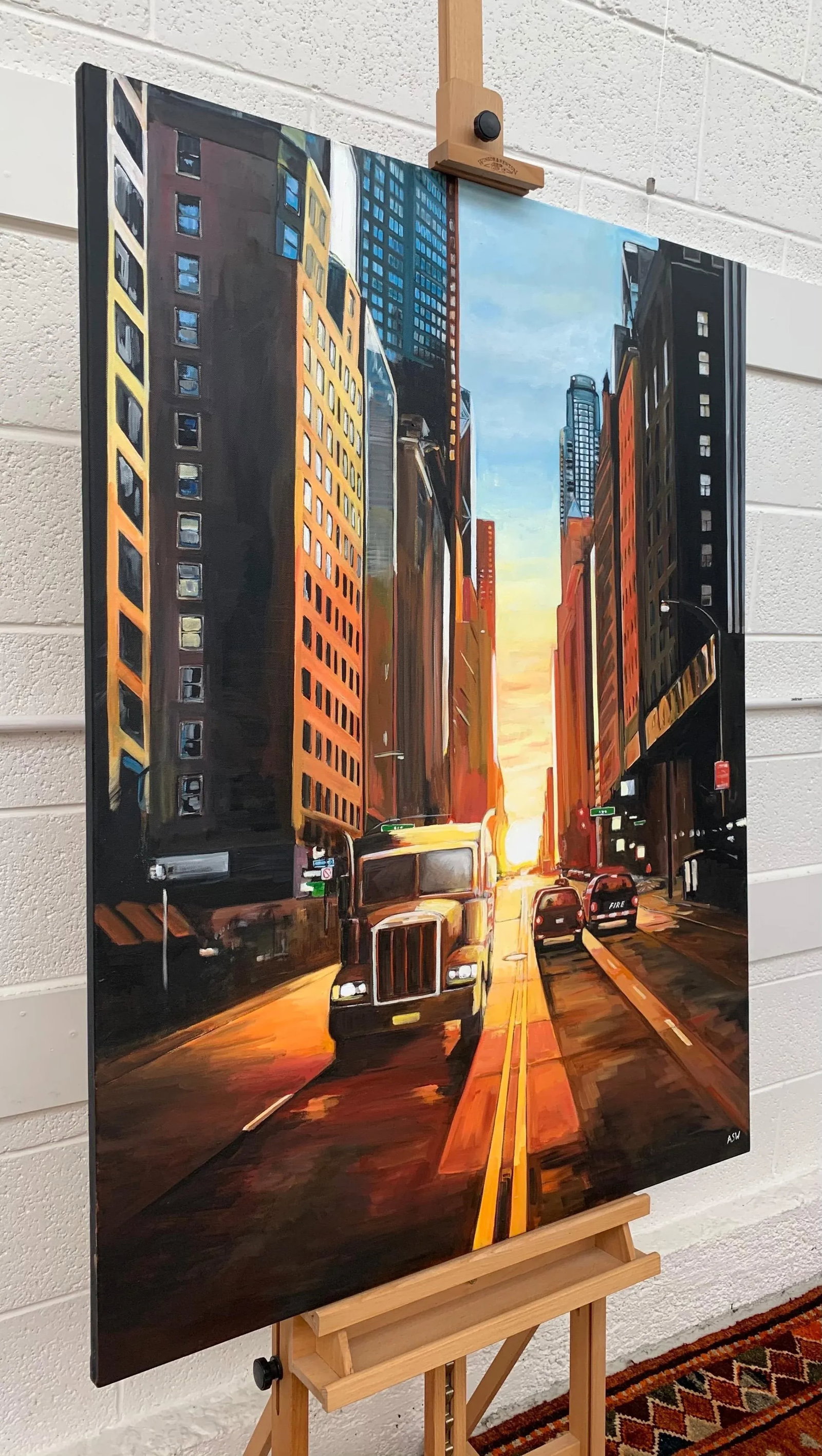 Manhattan Henge Truck New York City Sunset by Contemporary British Urban Landscape Artist - 6