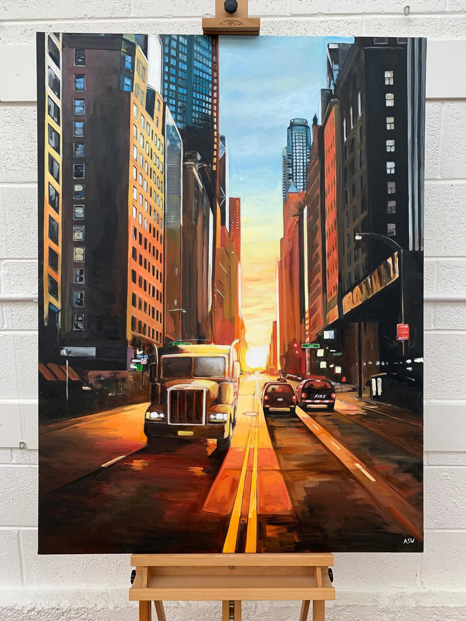 Manhattan Henge Truck New York City Sunset by Contemporary British Urban Landscape Artist - 7