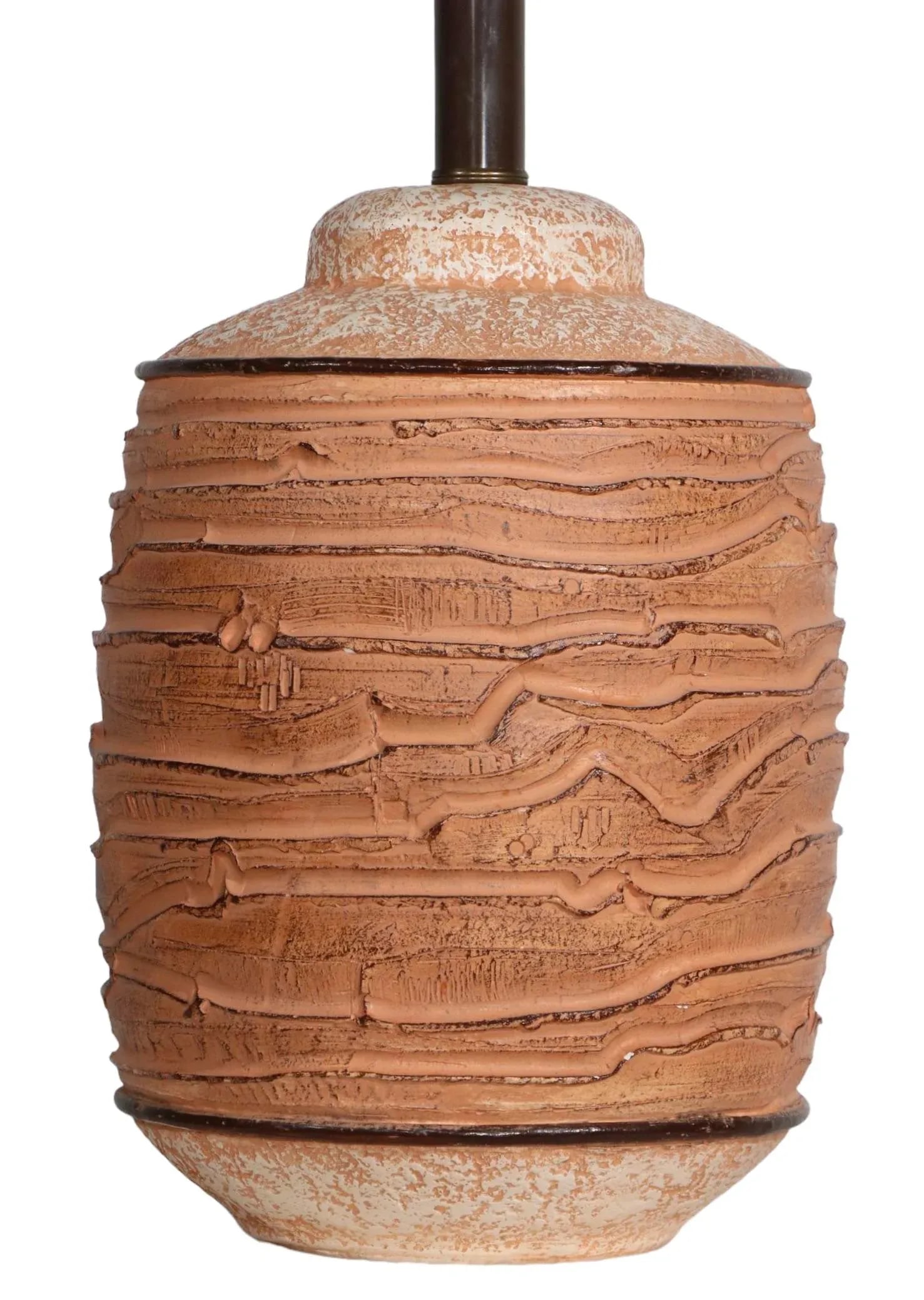 Cast Plaster Table Lamp With Original Pleated Shade by Casual Lamps of California C. 1981 - 10