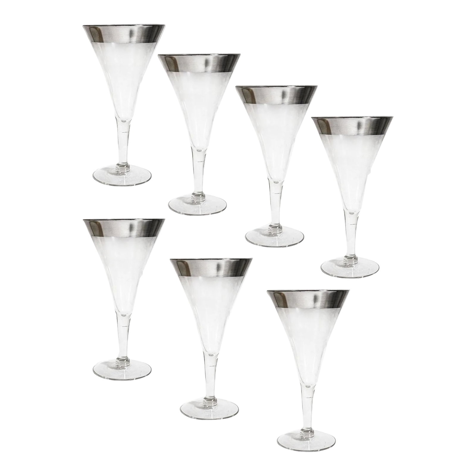 Mid-Century Modern Dorothy Thorpe Silver Band Water Goblets - Set of 7 (1 of 2)