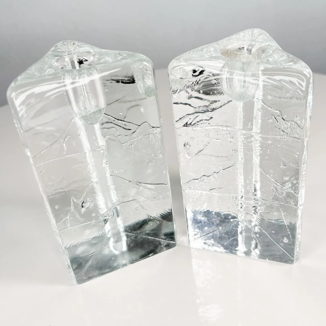 1970s Iittala Arkipelago Glass Icicle Candle Holders Timo Sarpaneva Finland - 11