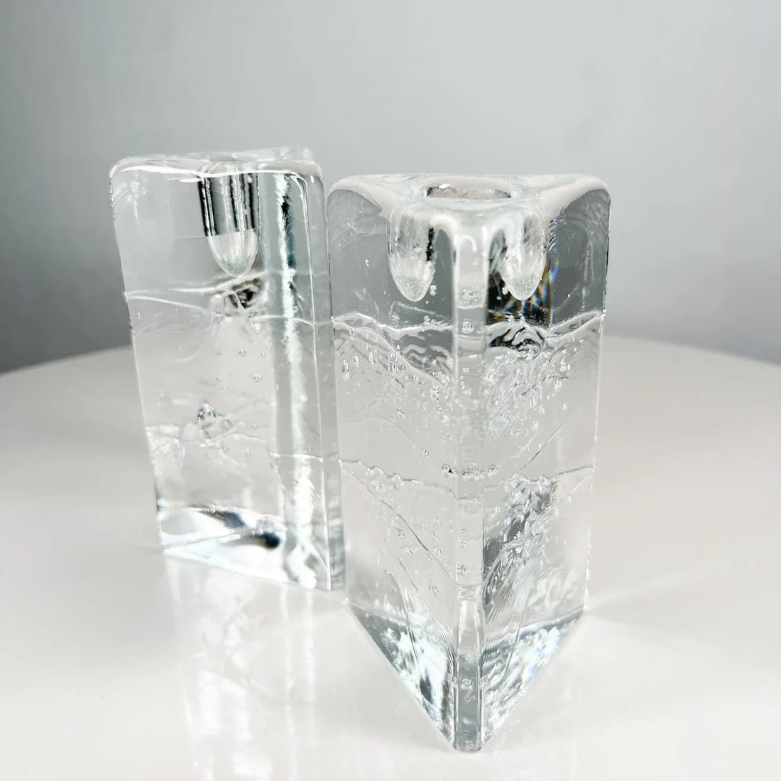 1970s Iittala Arkipelago Glass Icicle Candle Holders Timo Sarpaneva Finland - 3