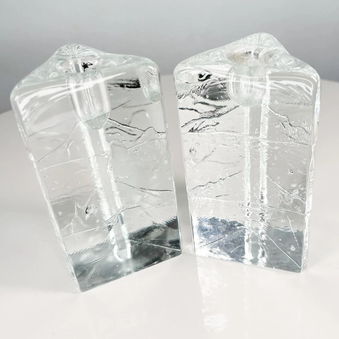 1970s Iittala Arkipelago Glass Icicle Candle Holders Timo Sarpaneva Finland - 5