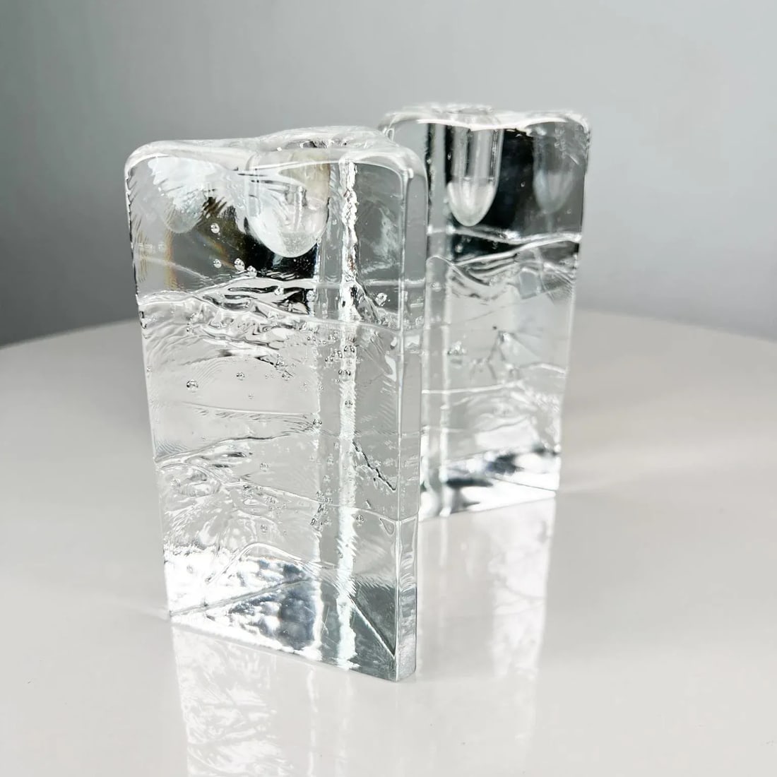1970s Iittala Arkipelago Glass Icicle Candle Holders Timo Sarpaneva Finland - 9