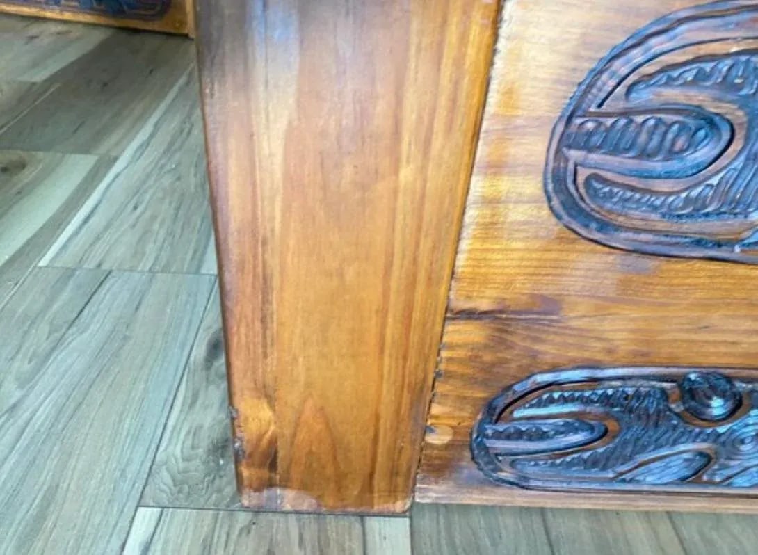 1970s Mexican Modern Carved Wood Coffee Table in Style of Evelyn Ackerman - 4