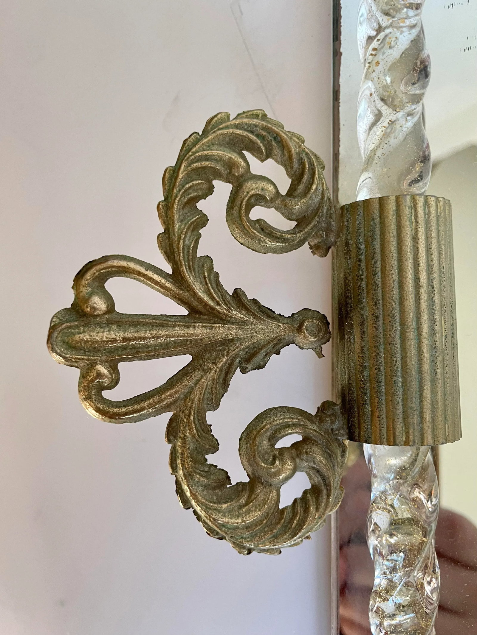 Vintage Murano Italy Venetian Glass Rope Romantic Mirror Serving Vanity Tray - 10