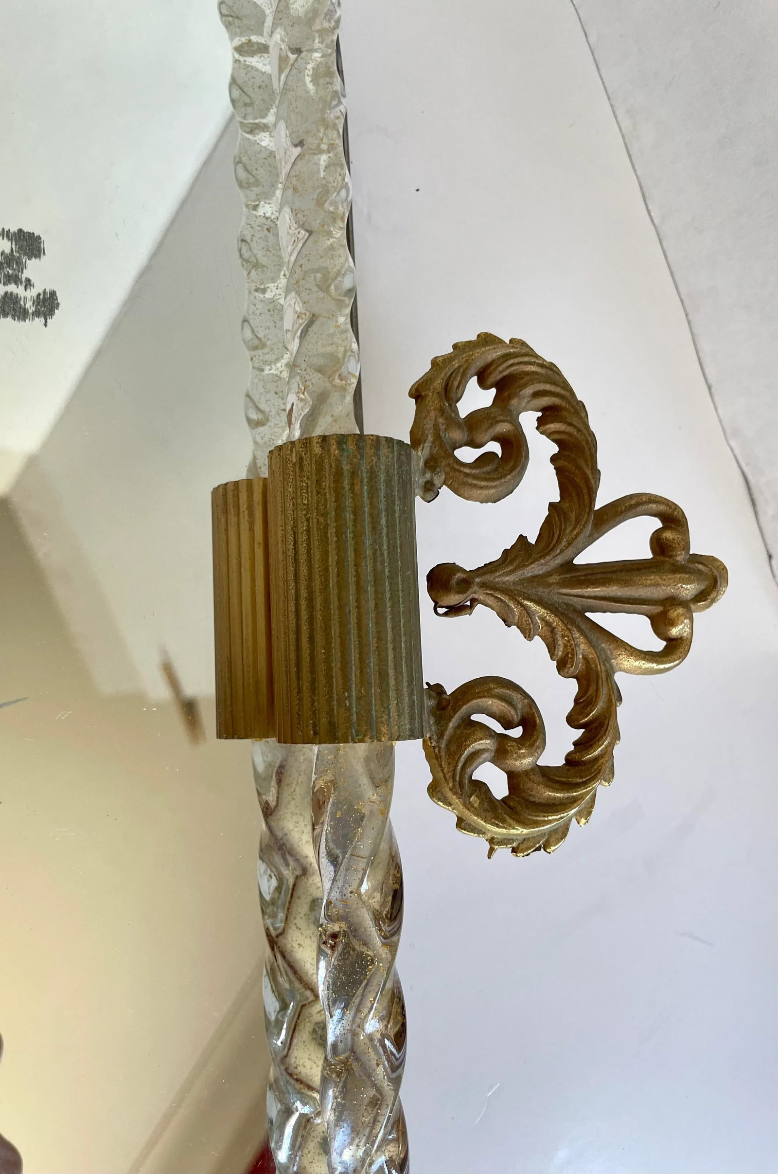 Vintage Murano Italy Venetian Glass Rope Romantic Mirror Serving Vanity Tray - 7