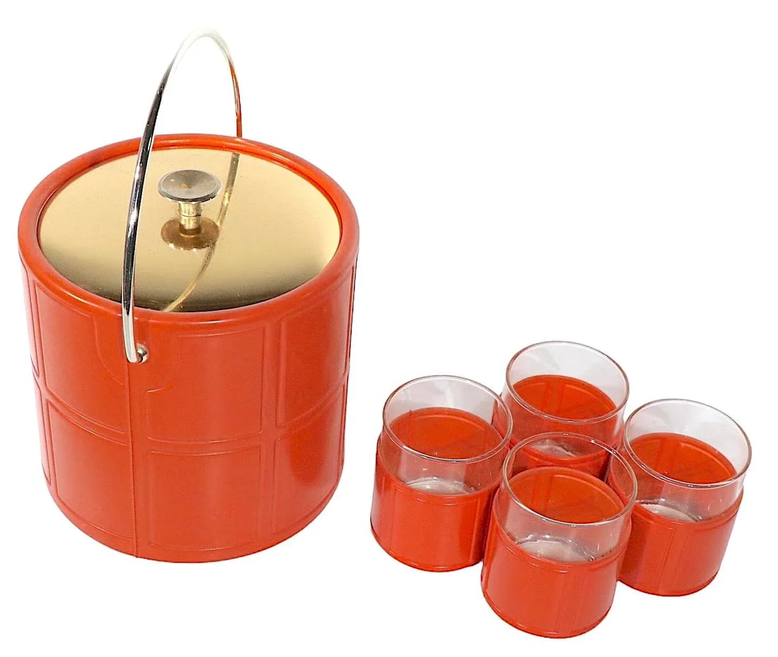Vintage Ice Bucket Cocktail Set by Kraft Ware- 5 Pieces - 10