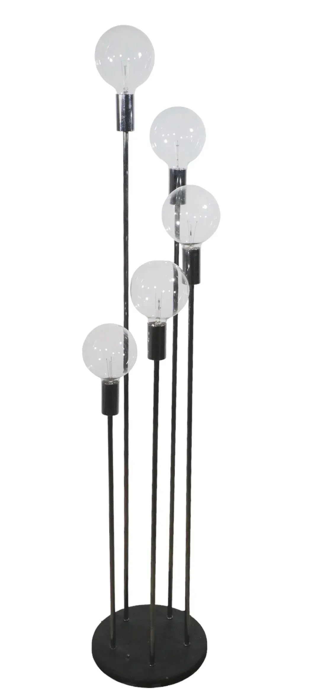 Circular Descending Chrome and Black 5 Light Floor Lamp by Robert Sonneman C 1970's - 13