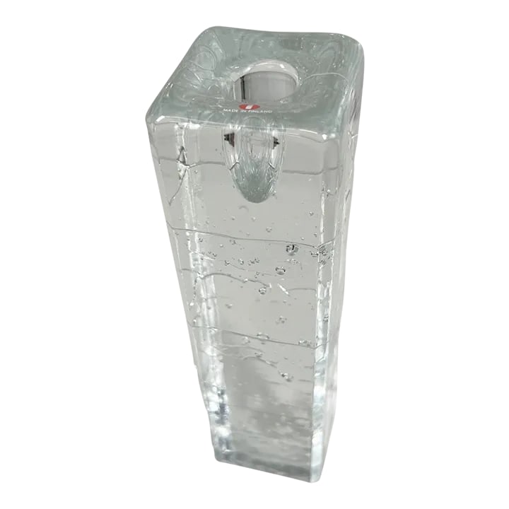 1970s Arkipelago Glass Icicle Candle Holder Timo Sarpaneva Iittala Finland: AMBIANIC presents 1970s Arkipelago Glass Icicle Single Candle Holder Timo Sarpaneva Iittala Finland 8.75 tall x 2.25 x 2.25 Part of the Arkipelago line designed by Timo Sarpaneva and produced by the F
