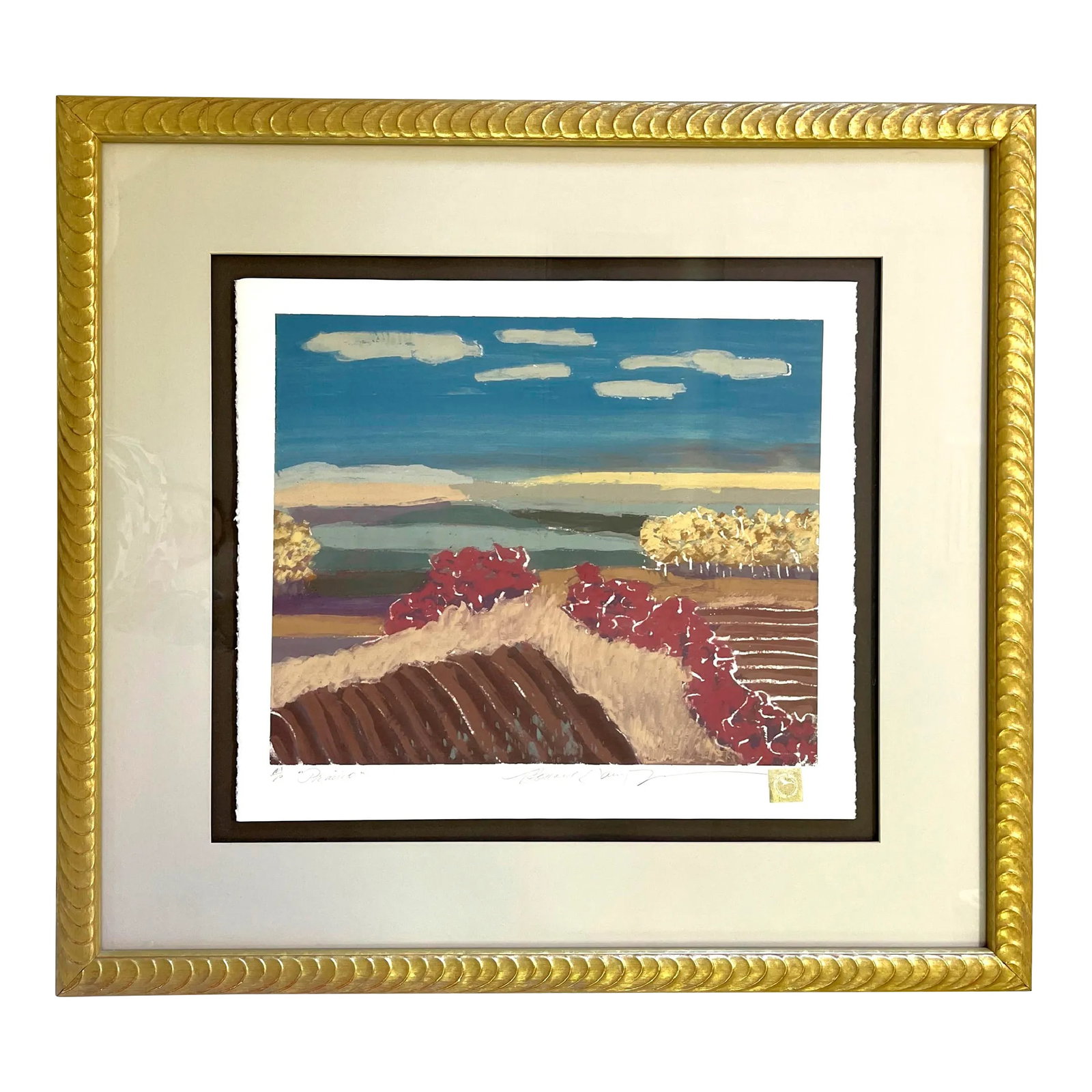 Ronald David Thompson (Canada, 1942-2008) Limited Edition Pencil Signed Artist's Serigraph Titled "P: Serene limited edition art piece by Ronald David Thompson (Canada, 1942-2008). Thompson worked as a graphic artist and is known for his hand painted serigraph monoprints. The framed piece is an artist