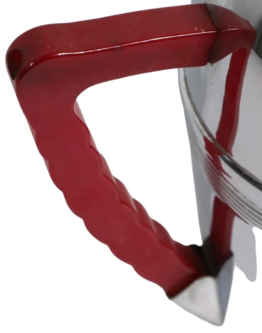Art Deco Chrome Cocktail Shaker With Red Bakelite Handle by Keystoneware - 6