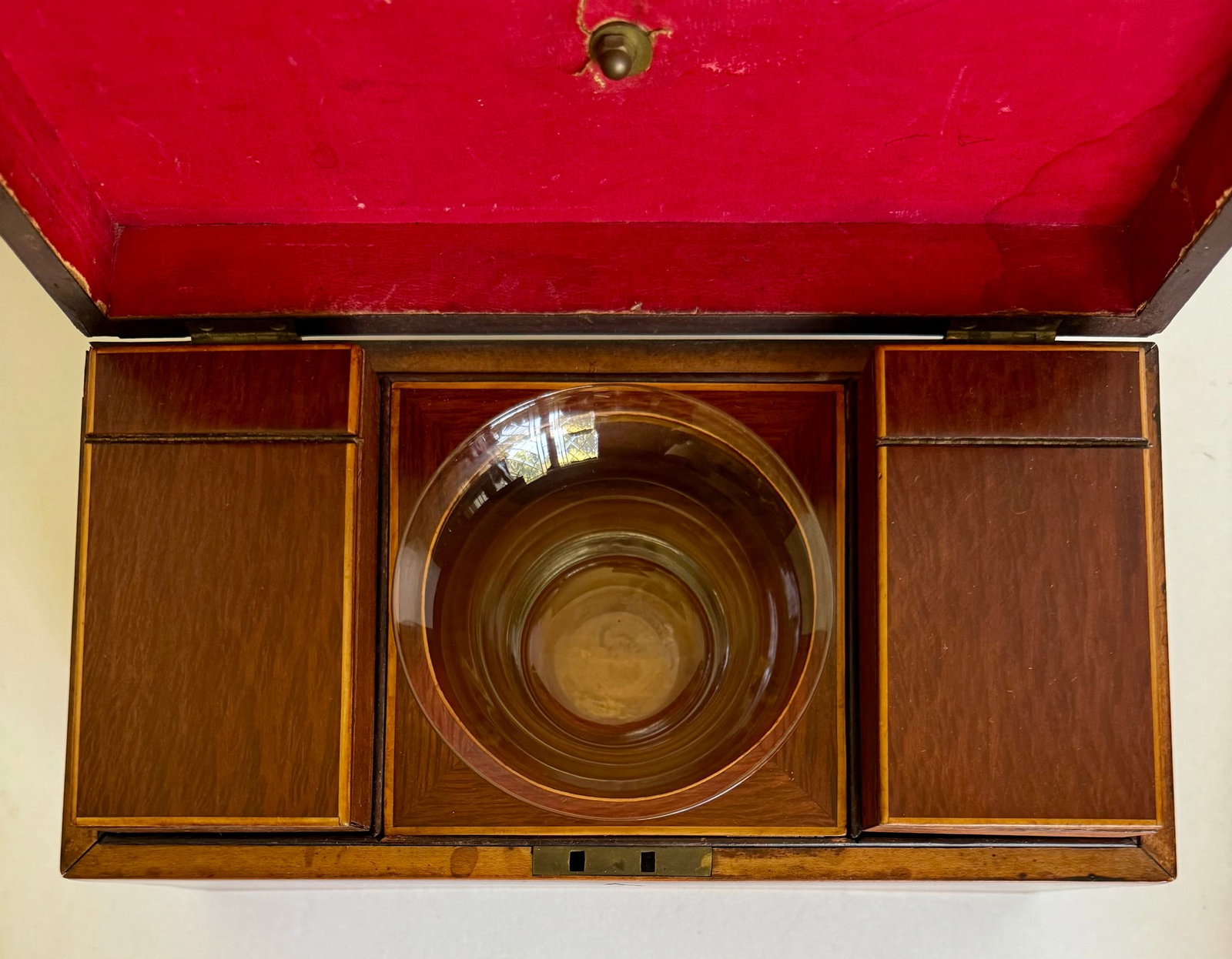 Mid-19th Century English Mahogany Tea Caddy Chest With Glass Mixing Bowl - 3
