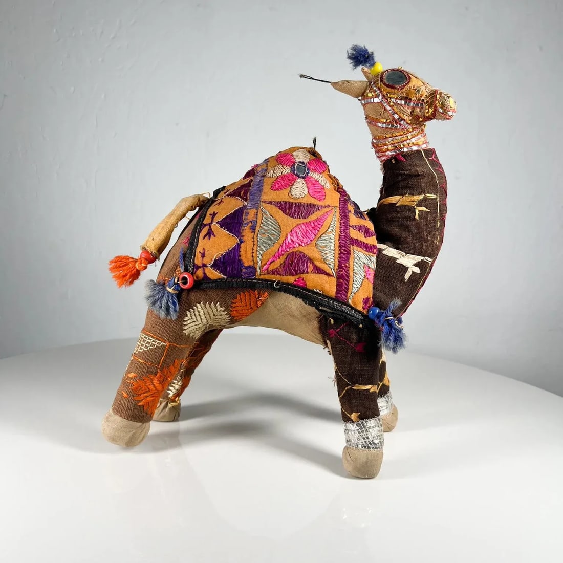1970s Handcrafted Indian Raj Camel Folk Art Embroidered - 11