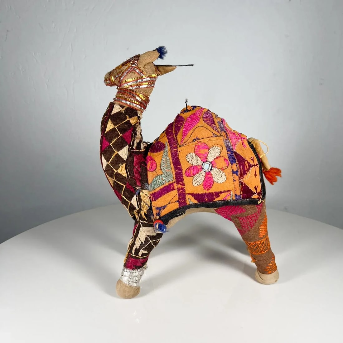 1970s Handcrafted Indian Raj Camel Folk Art Embroidered - 4