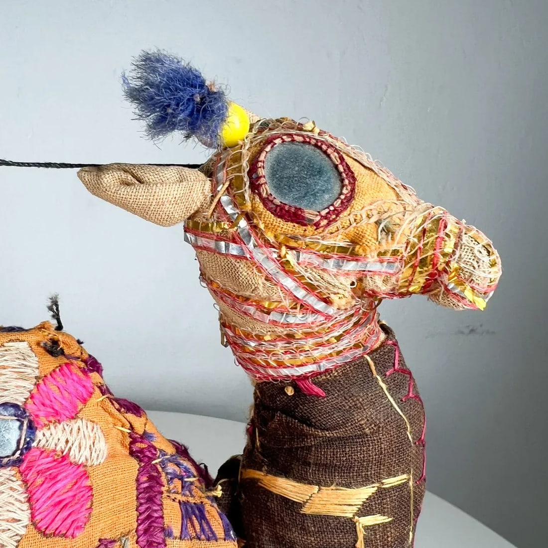 1970s Handcrafted Indian Raj Camel Folk Art Embroidered - 5