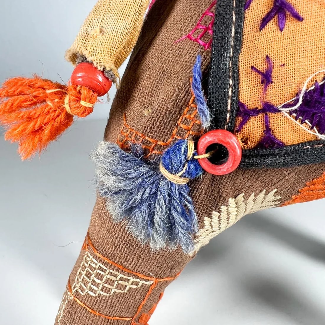 1970s Handcrafted Indian Raj Camel Folk Art Embroidered - 6
