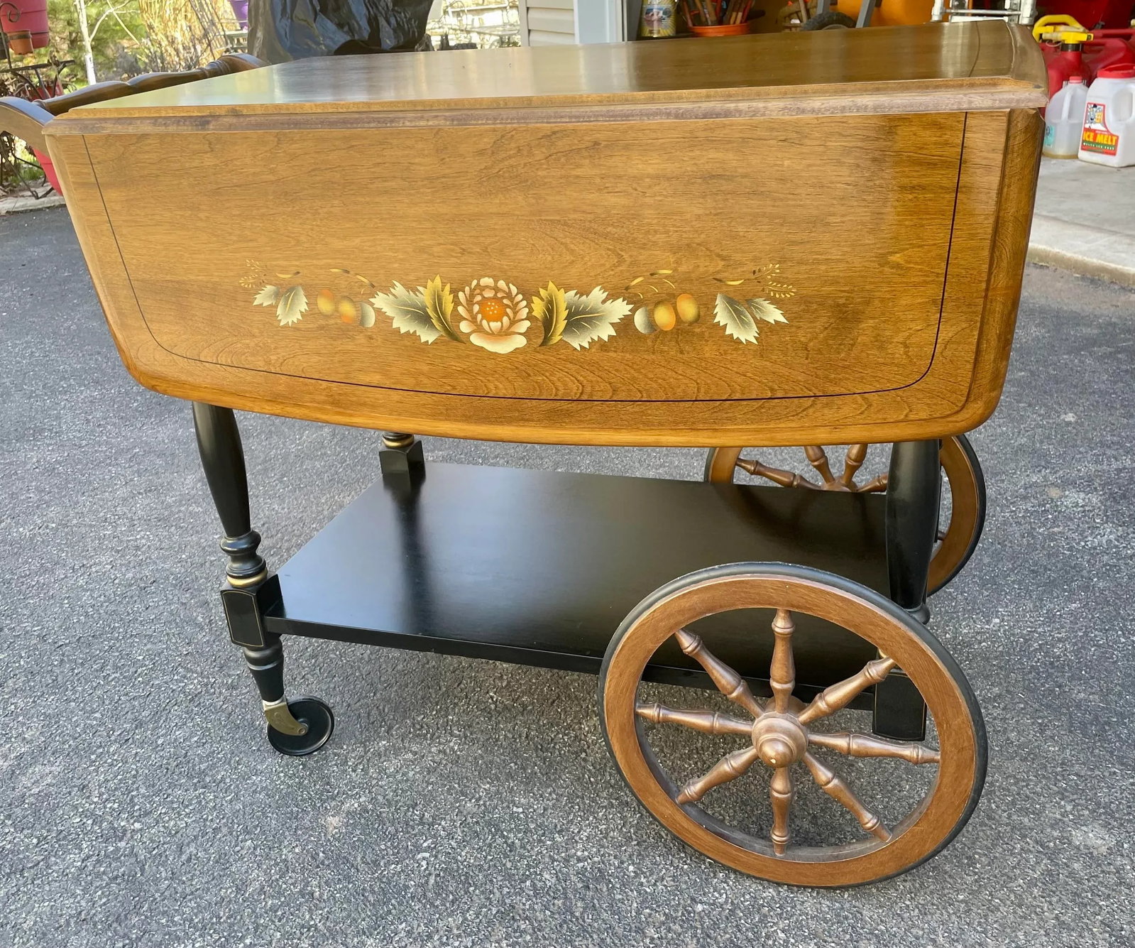 Hitchcock Style Drop Leaf Tea Wagon - 11
